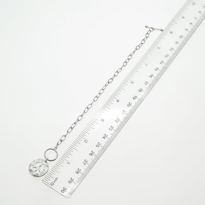 925 Sterling Silver Vintage Round-Cut C Z Peace Symbol Charm Bracelet 6.5"