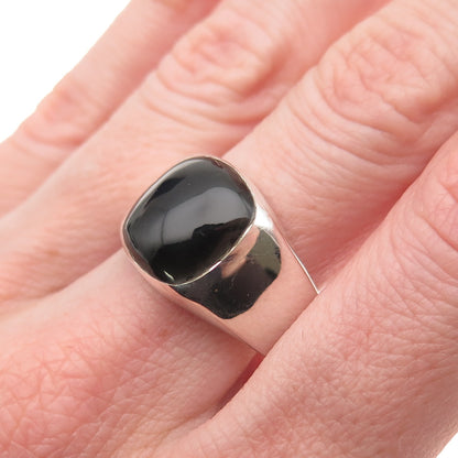 925 Sterling Silver Vintage Mexico Real Black Onyx Ring Size 12