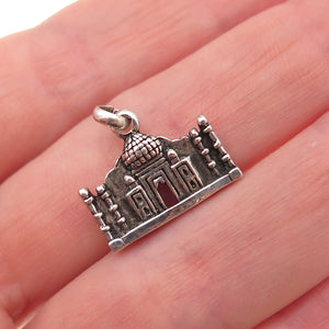 925 Sterling Silver Vintage Taj Mahal Oxidized Charm Pendant