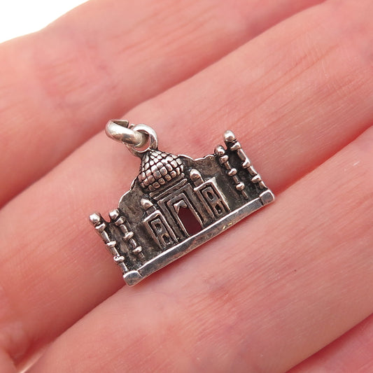 925 Sterling Silver Vintage Taj Mahal Oxidized Charm Pendant