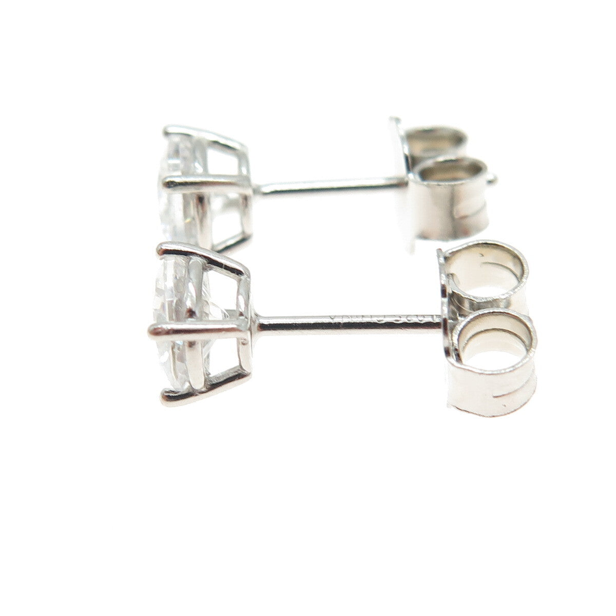 925 Sterling Silver Round-Cut Shaped White C Z Stud Earrings