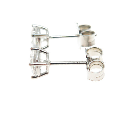 925 Sterling Silver Round-Cut Shaped White C Z Stud Earrings
