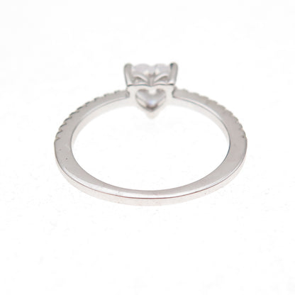 925 Sterling Silver Heart & Round-Cut C Z Promise Ring Size 6