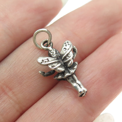 SUN WEST 925 Sterling Silver Vintage Tinker Bell Fairy 3D Pendant