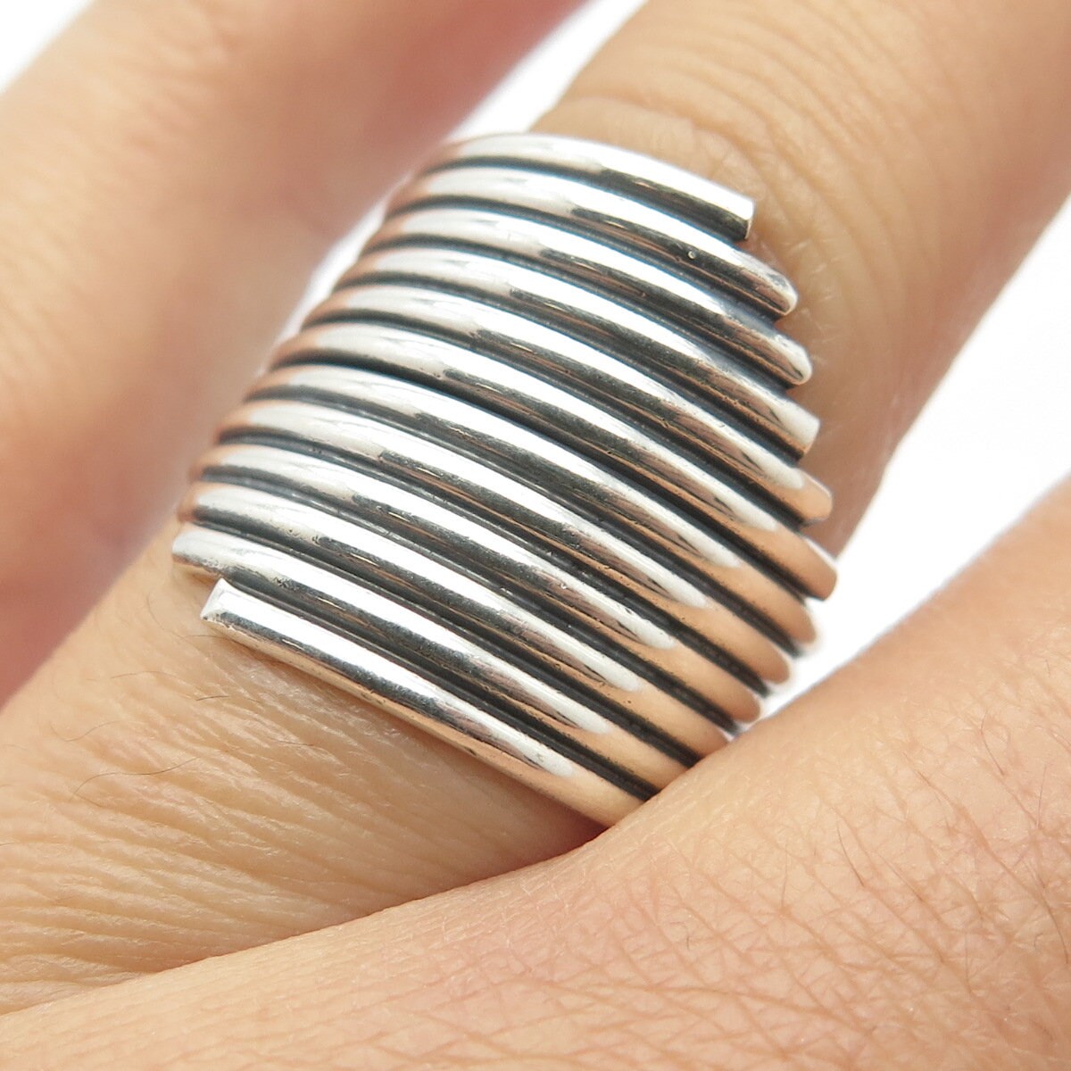 925 Sterling Silver Vintage Wire Wrapped Ring Size 7