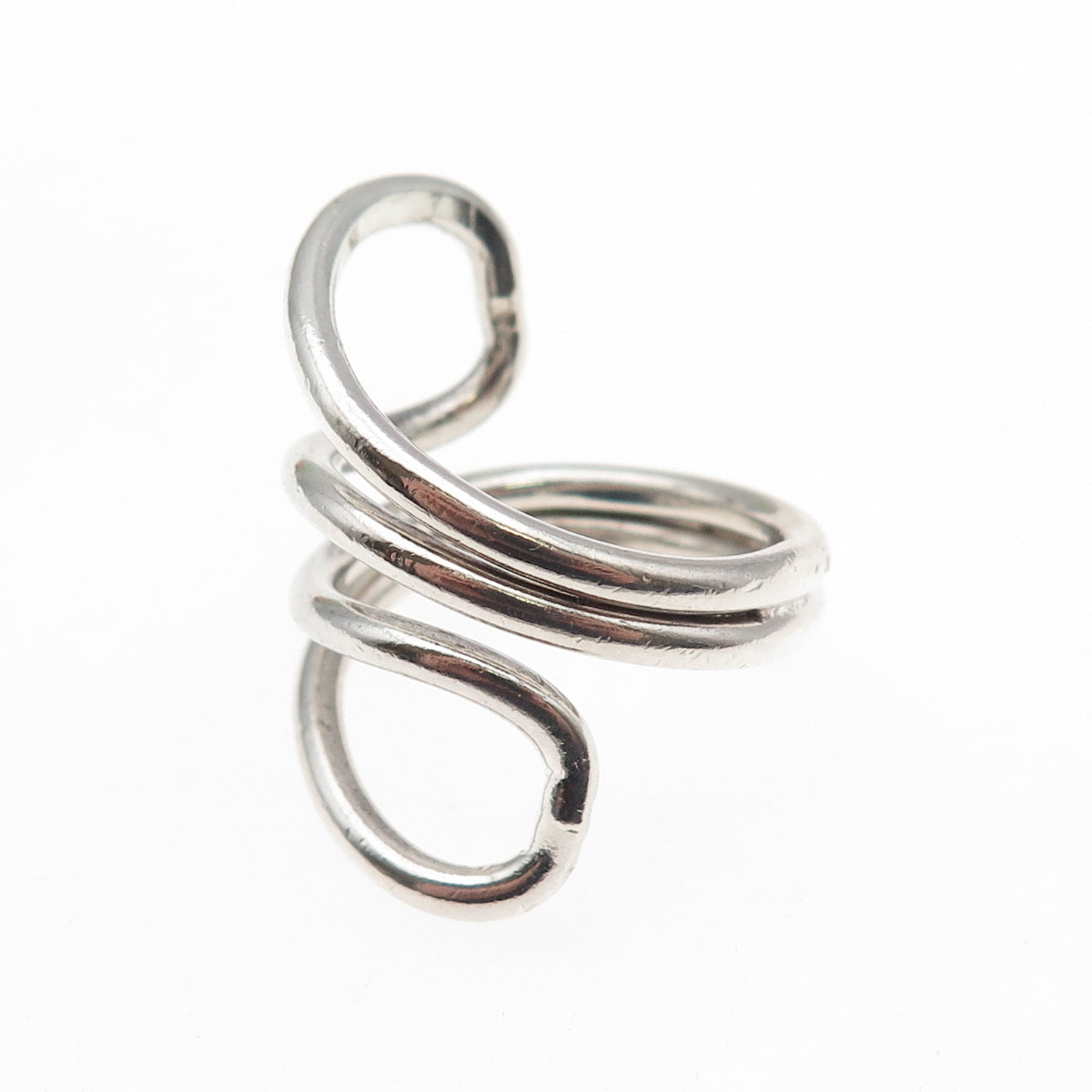 925 Sterling Silver Vintage Modernist Adjustable Bypass Ring Size 8.25