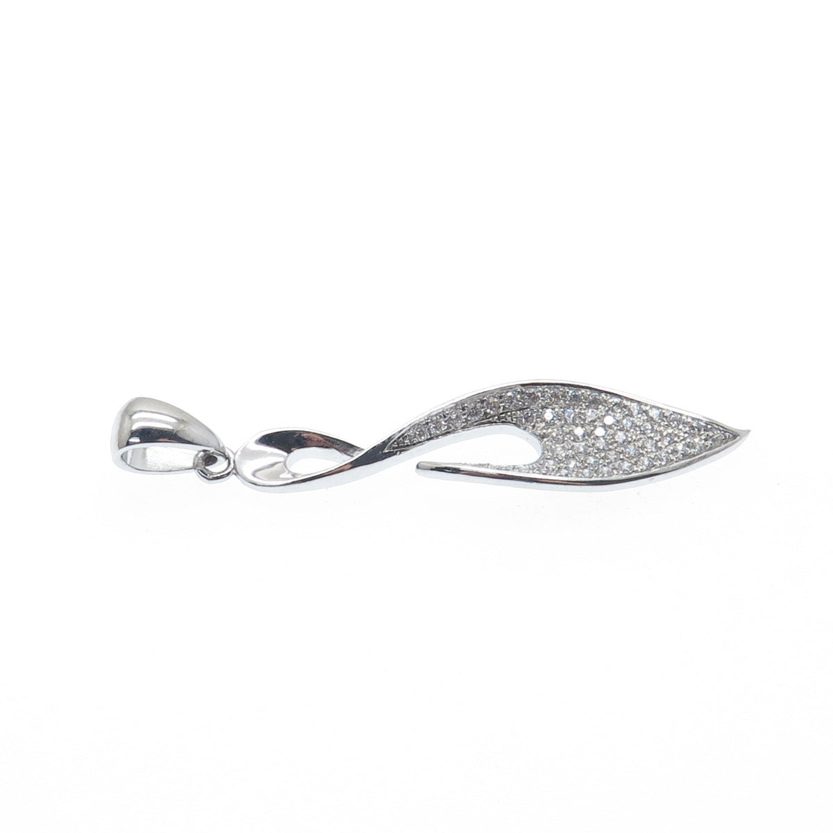 925 Sterling Silver Round-Cut C Z Twisted Charm Pendant