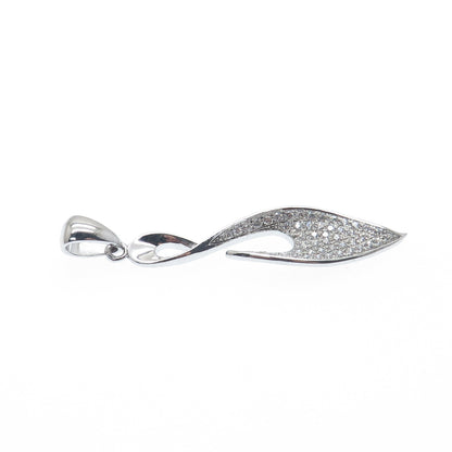 925 Sterling Silver Round-Cut C Z Twisted Charm Pendant