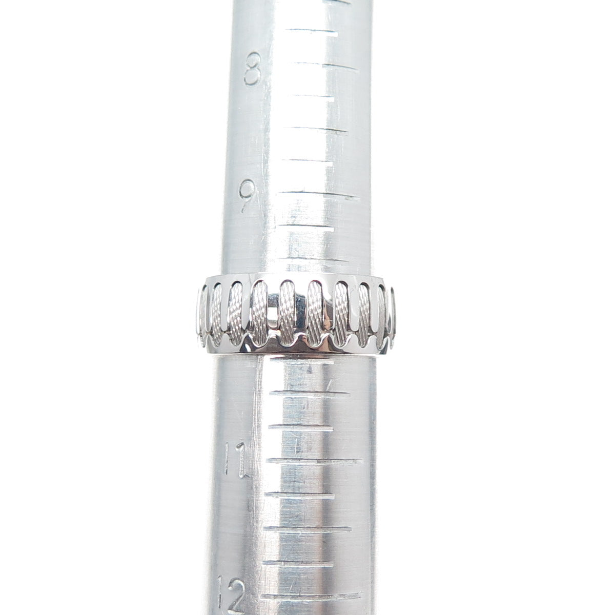 NEOS 925 Sterling Silver Textured Sewing Stitches Band Ring Size 10.25