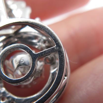 925 Sterling Silver Round-Cut C Z Rose Flower Minimalist Charm Slide Pendant