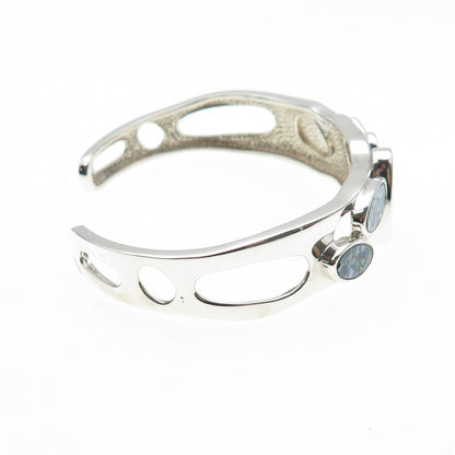 Whitney Kelly 925 Sterling Silver Vintage Real Opal Adjustable Cuff Bracelet 7"