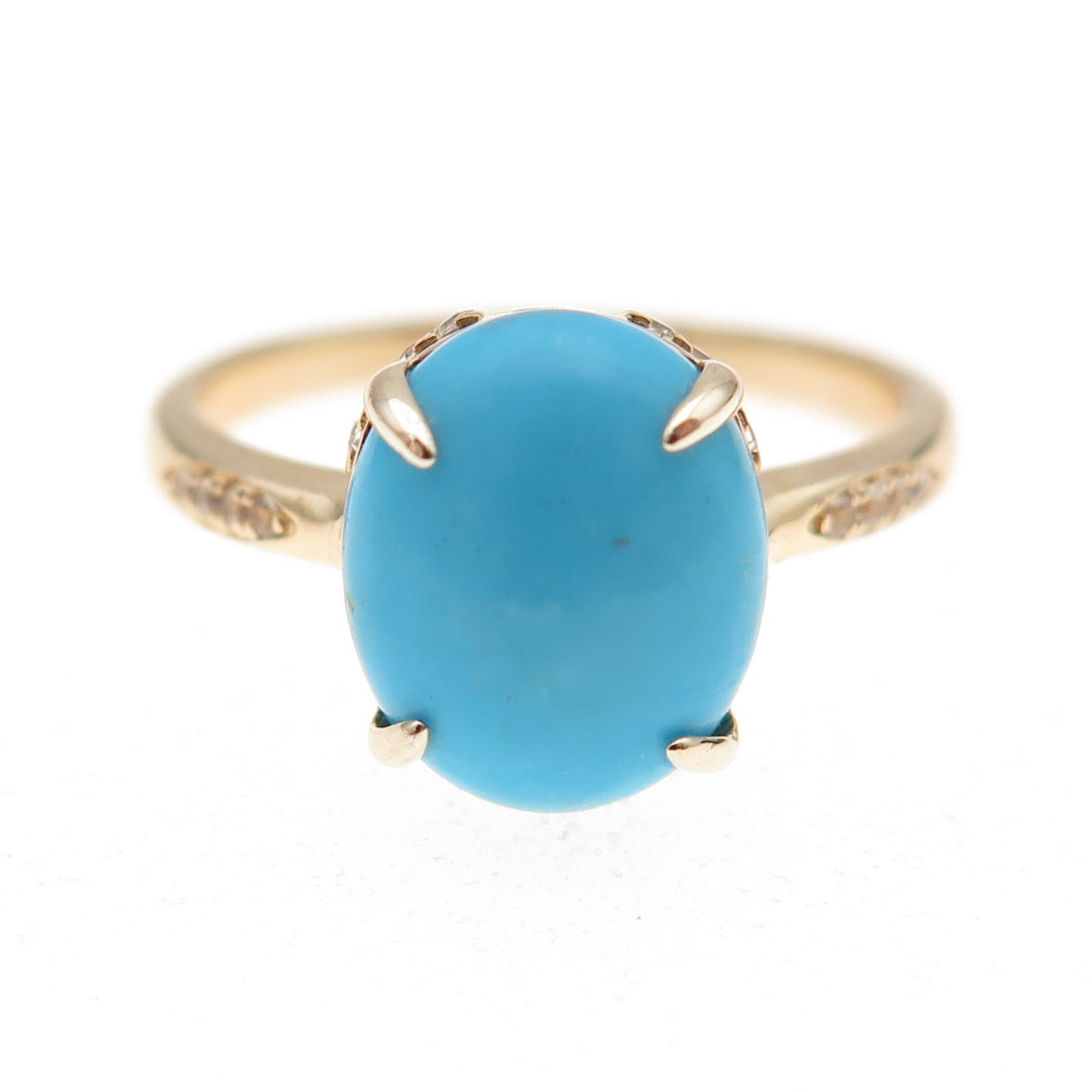 Tehya Oyama 925 Sterling Silver Gold Plated Real Turquoise & Topaz Ring Size 8