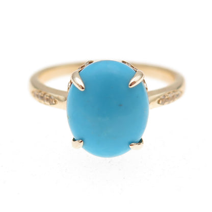 Tehya Oyama 925 Sterling Silver Gold Plated Real Turquoise & Topaz Ring Size 8