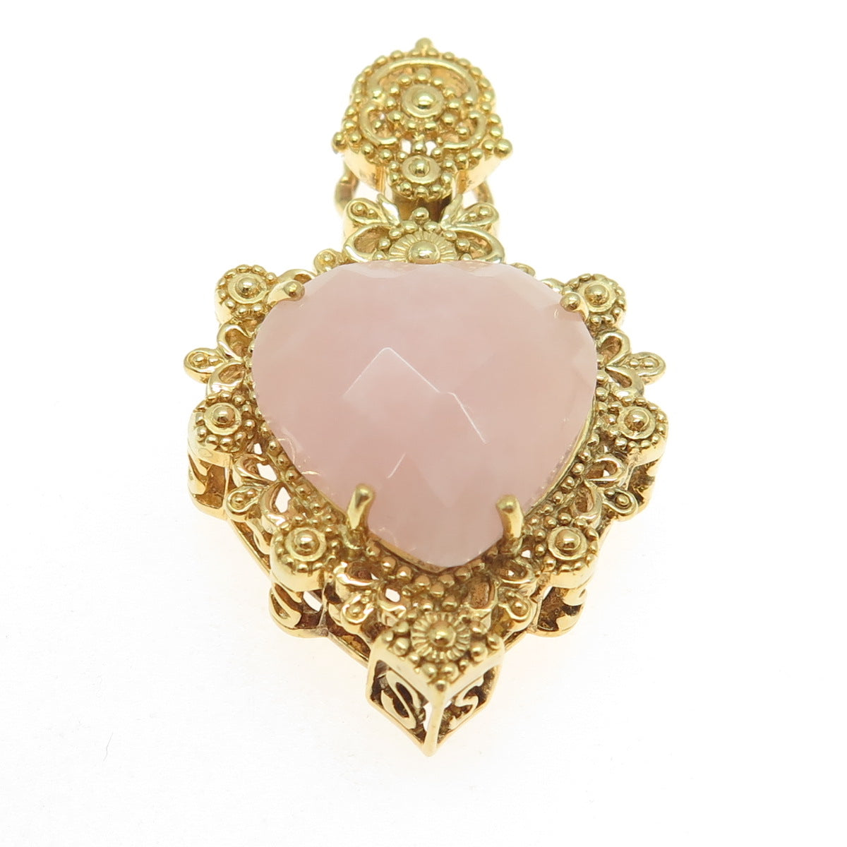 GTR Goudsmit 925 Sterling Silver Gold Plated Real Rose Quartz Heart Pendant