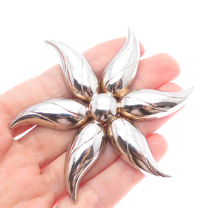 GOLDBERG KIRSCHMAN 925 Sterling Silver Vintage Modernist Flower Pin Brooch