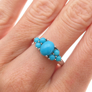 925 Sterling Silver Real Sleeping Beauty Turquoise Ring Size 8