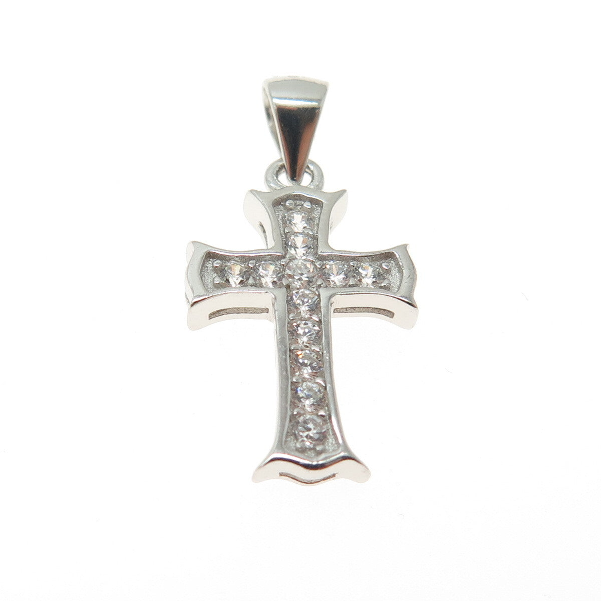 925 Sterling Silver Round-Cut Shaped C Z Cross Pendant