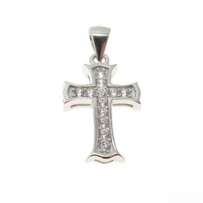 925 Sterling Silver Round-Cut Shaped C Z Cross Pendant
