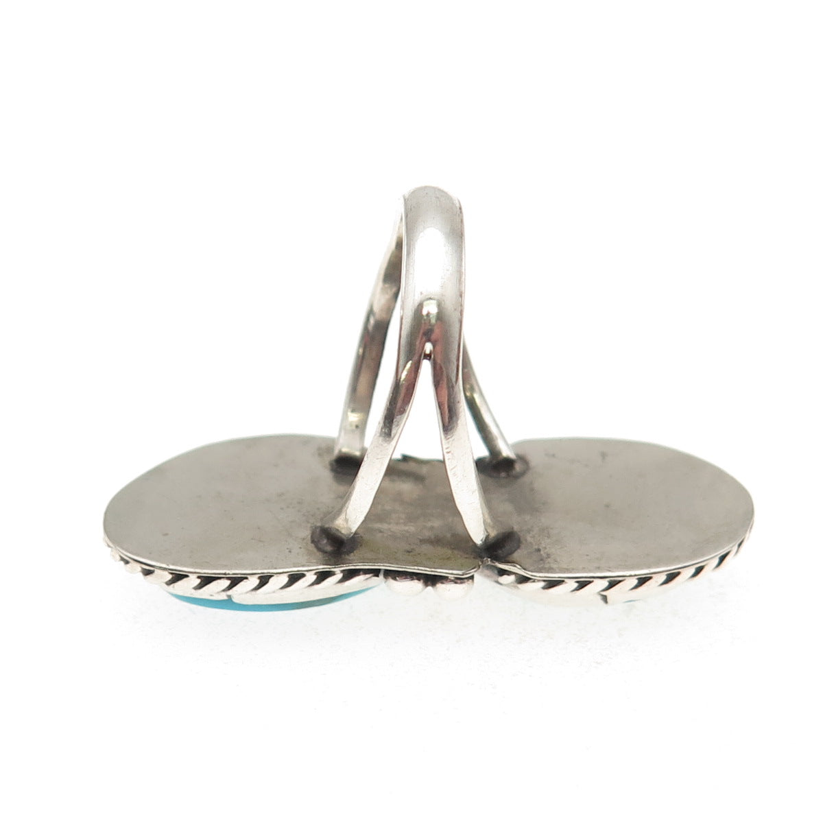 Old Pawn Sterling Silver Vintage Southwestern Turquoise Tribal Ring Size 6.75