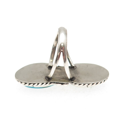Old Pawn Sterling Silver Vintage Southwestern Turquoise Tribal Ring Size 6.75
