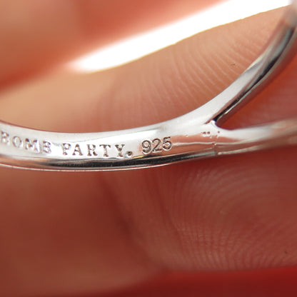 BOMB PARTY 925 Sterling Silver Canary & White C Z Ring Size 8.5
