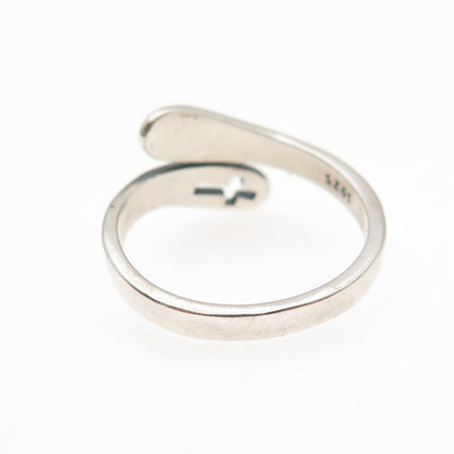 925 Sterling Silver Vintage Faith Cross Adjustable Bypass Ring Size 6.75