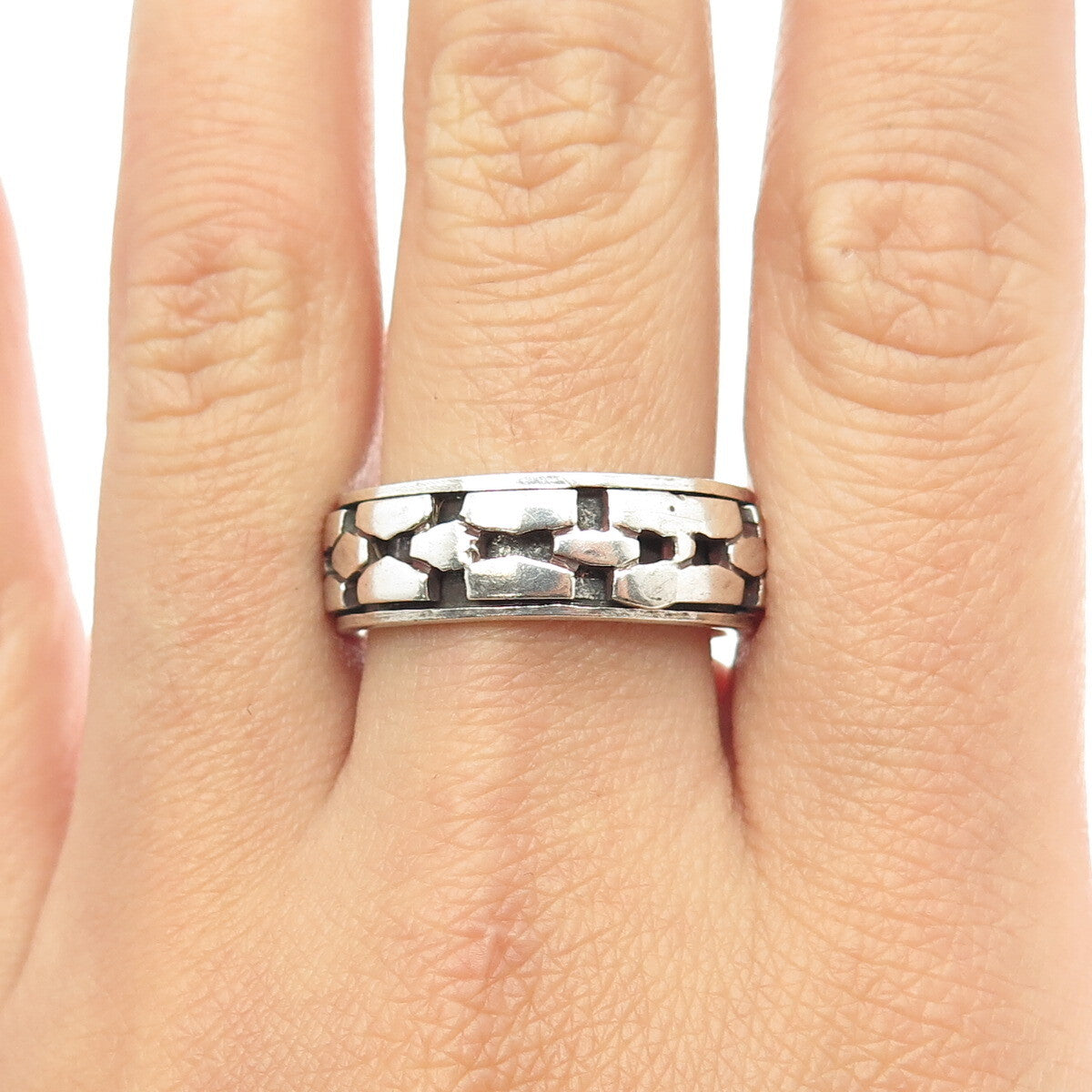 925 Sterling Silver Vintage Brisk Band Ring Size 10.25