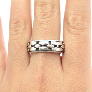 925 Sterling Silver Vintage Brisk Band Ring Size 10.25