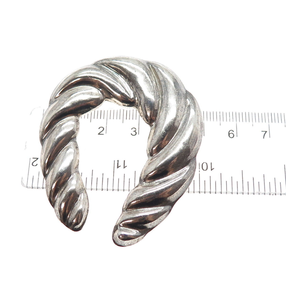 925 Sterling Silver Vintage Mexico Twisted Horseshoe Oxidized Pin Brooch Pendant