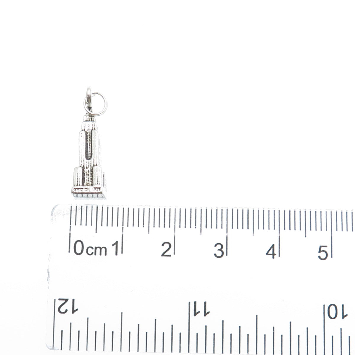 925 Sterling Silver Vintage Empire State Building Minimalist 3D Charm Pendant