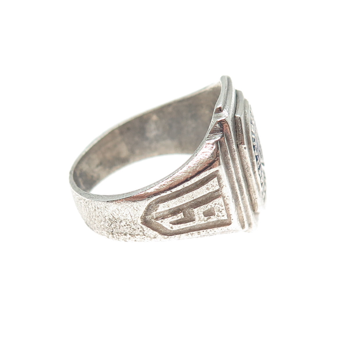 925 Sterling Silver Vintage 1961 Enamel Straubenmuller JH School Ring Size 8.25