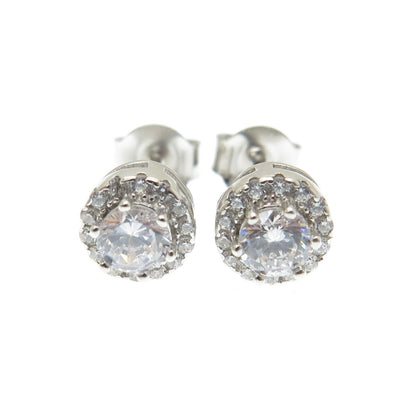 925 Sterling Silver Round-Cut C Z Stud Earrings