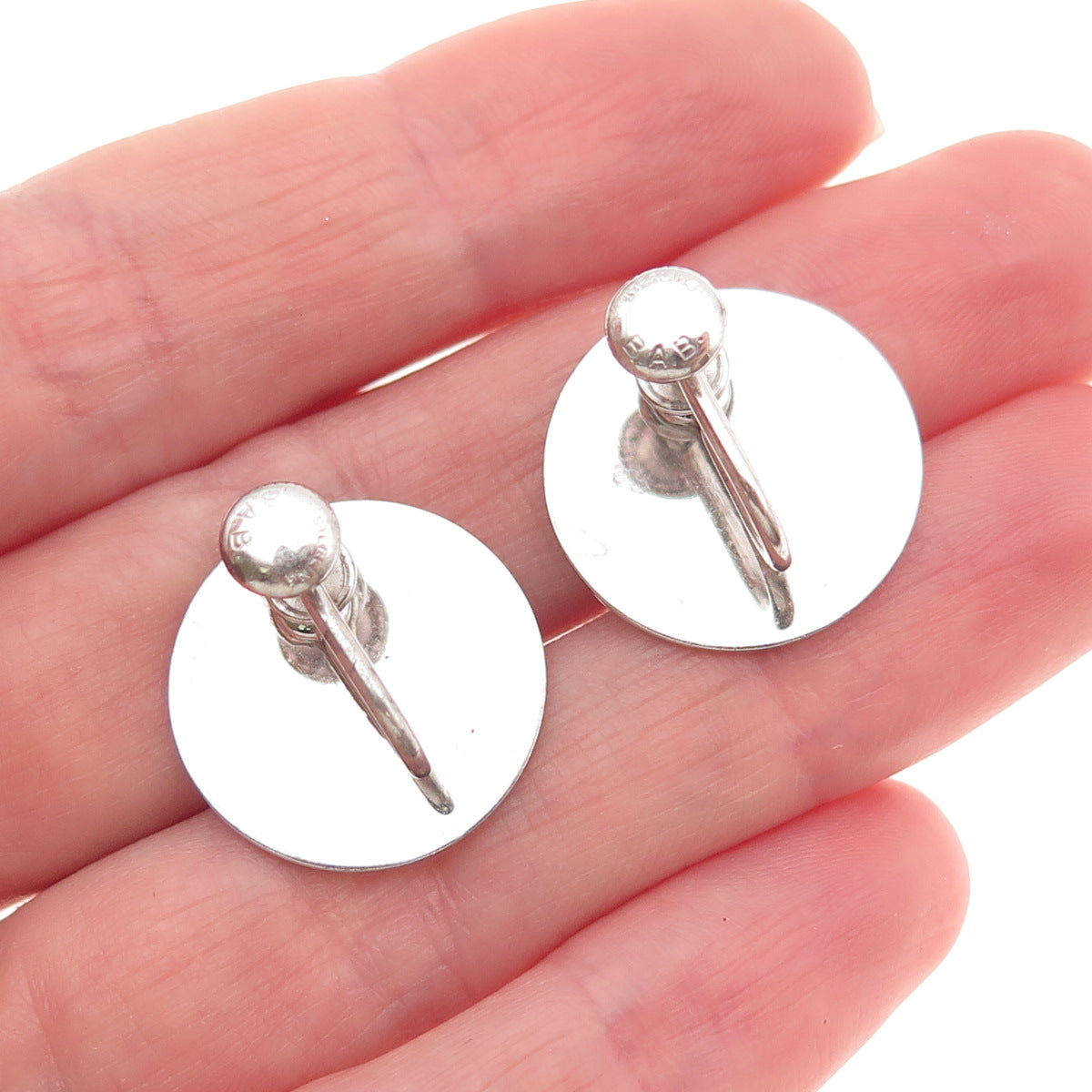 B.A. Ballou 925 Sterling Silver Vintage Sun Disc Screw Back Earrings