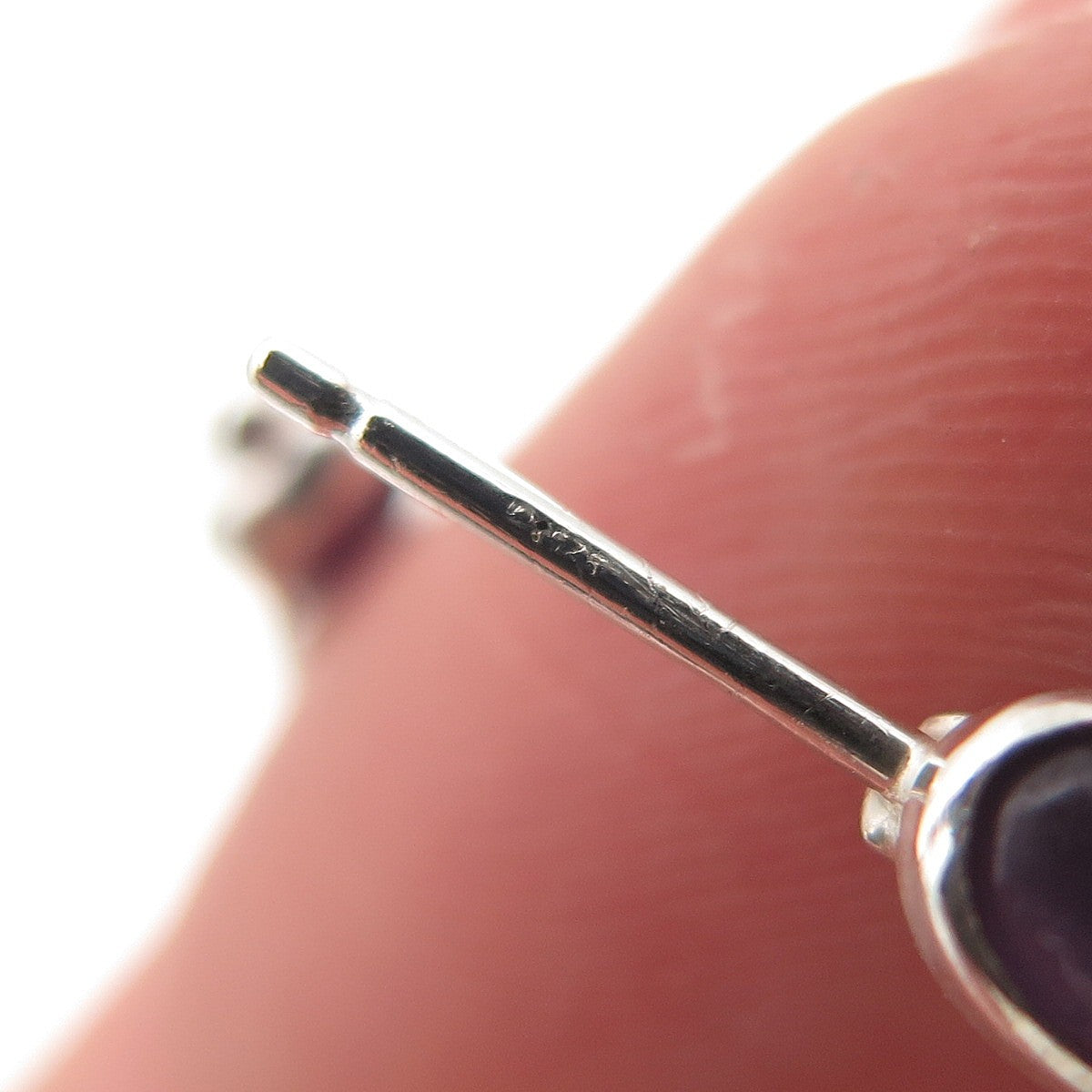 925 Sterling Silver Vintage Real Amethyst In & Out Hoop Earrings