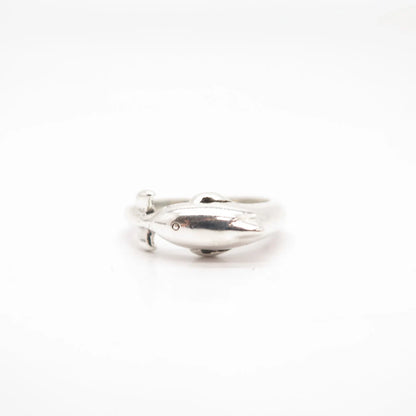 925 Sterling Silver Vintage BOMA Friendly Dolphin Ring Size 5 3/4