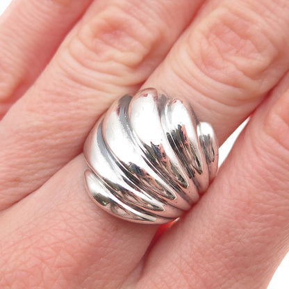 925 Sterling Silver Vintage Modernist Wing Oxidized Ring Size 7