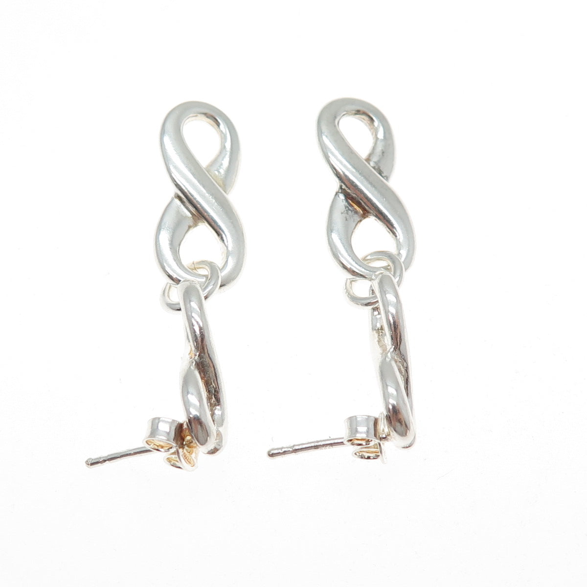 Old Stock 925 Sterling Silver Vintage Infinity Dangle Earrings
