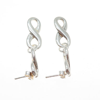 Old Stock 925 Sterling Silver Vintage Infinity Dangle Earrings