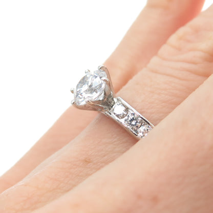 925 Sterling Silver Round-Cut C Z Engagement Ring Size 6