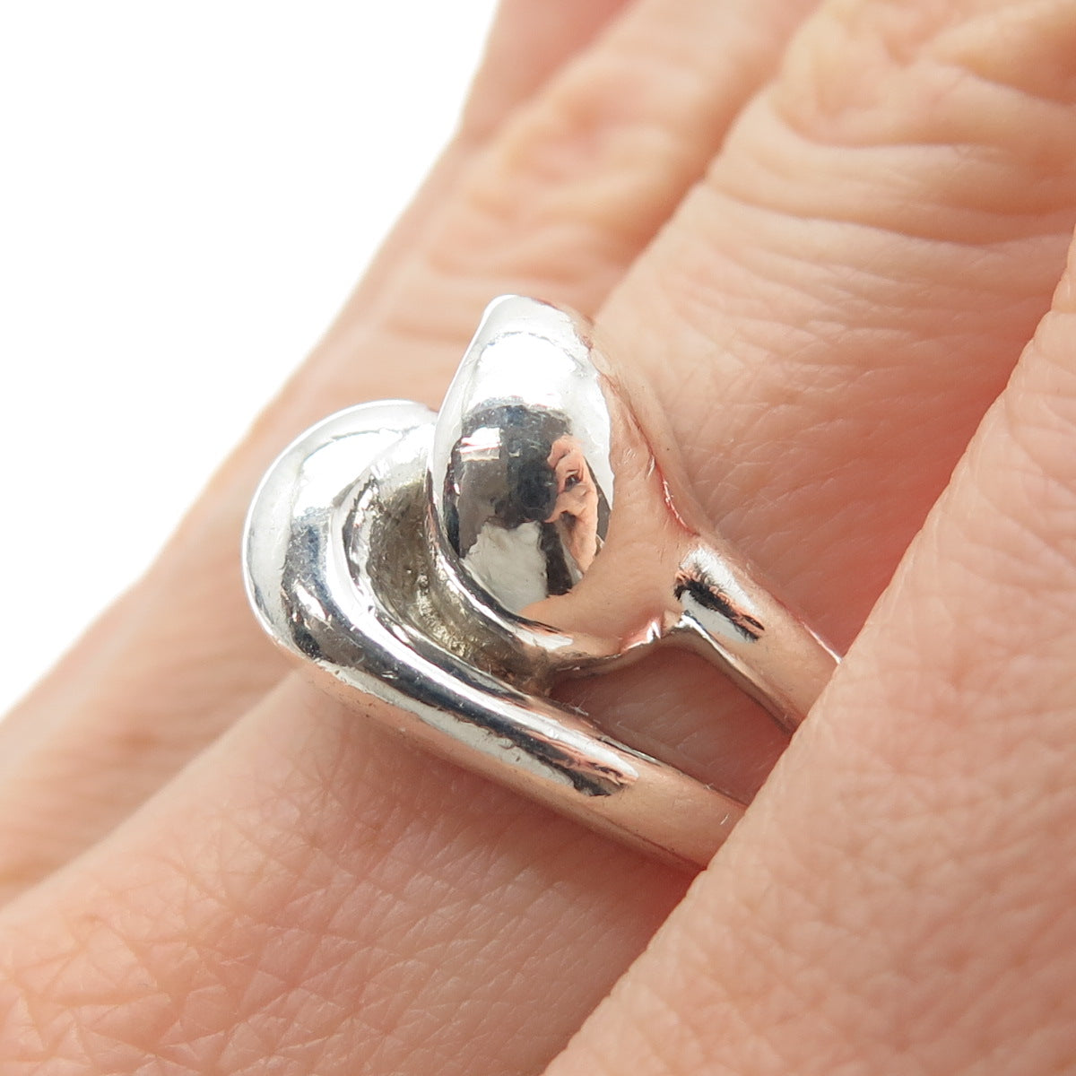 925 Sterling Silver Vintage Modernist Yin Yang Ring Size 6.5