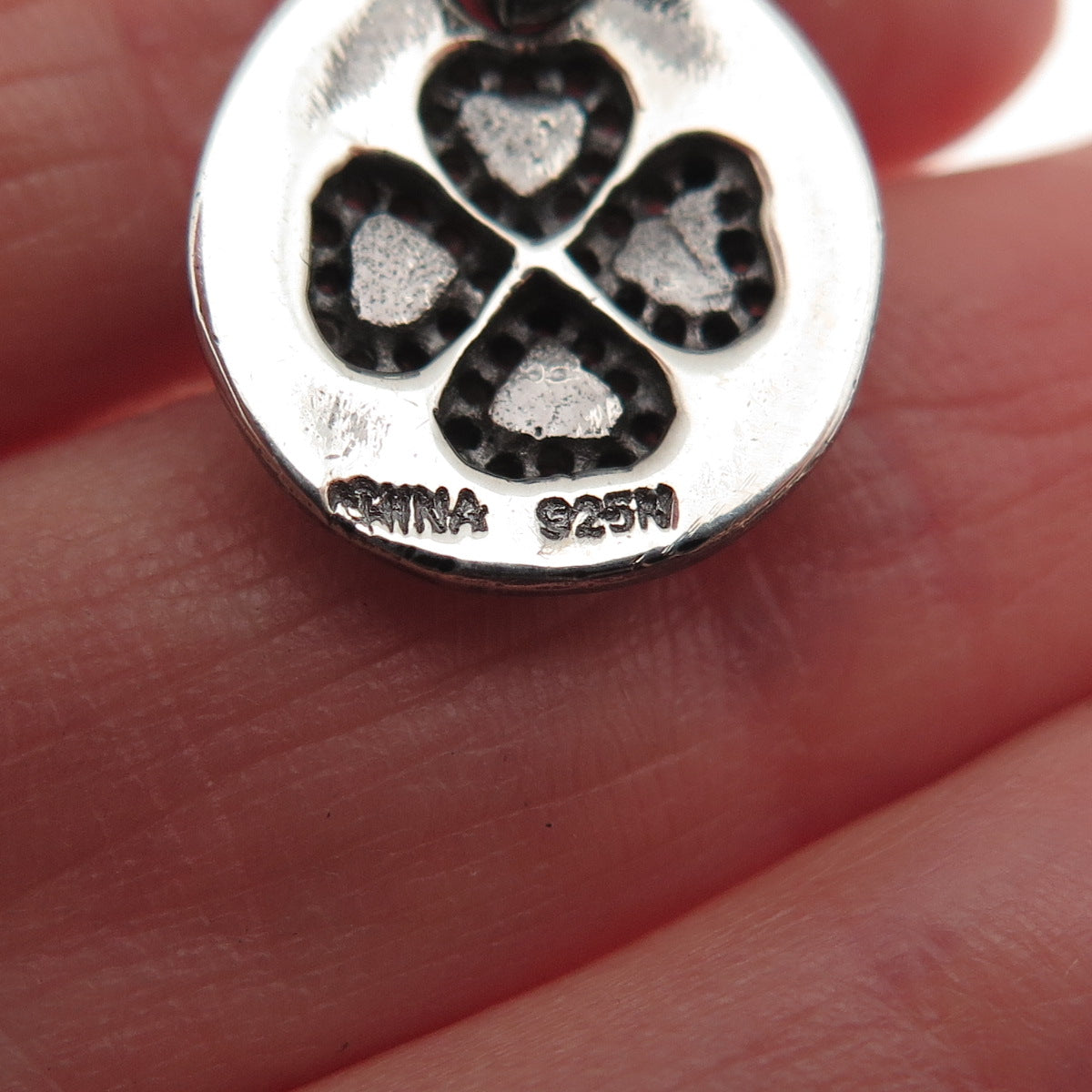 925 Sterling Silver Round-Cut C Z Clover Mini Charm Pendant
