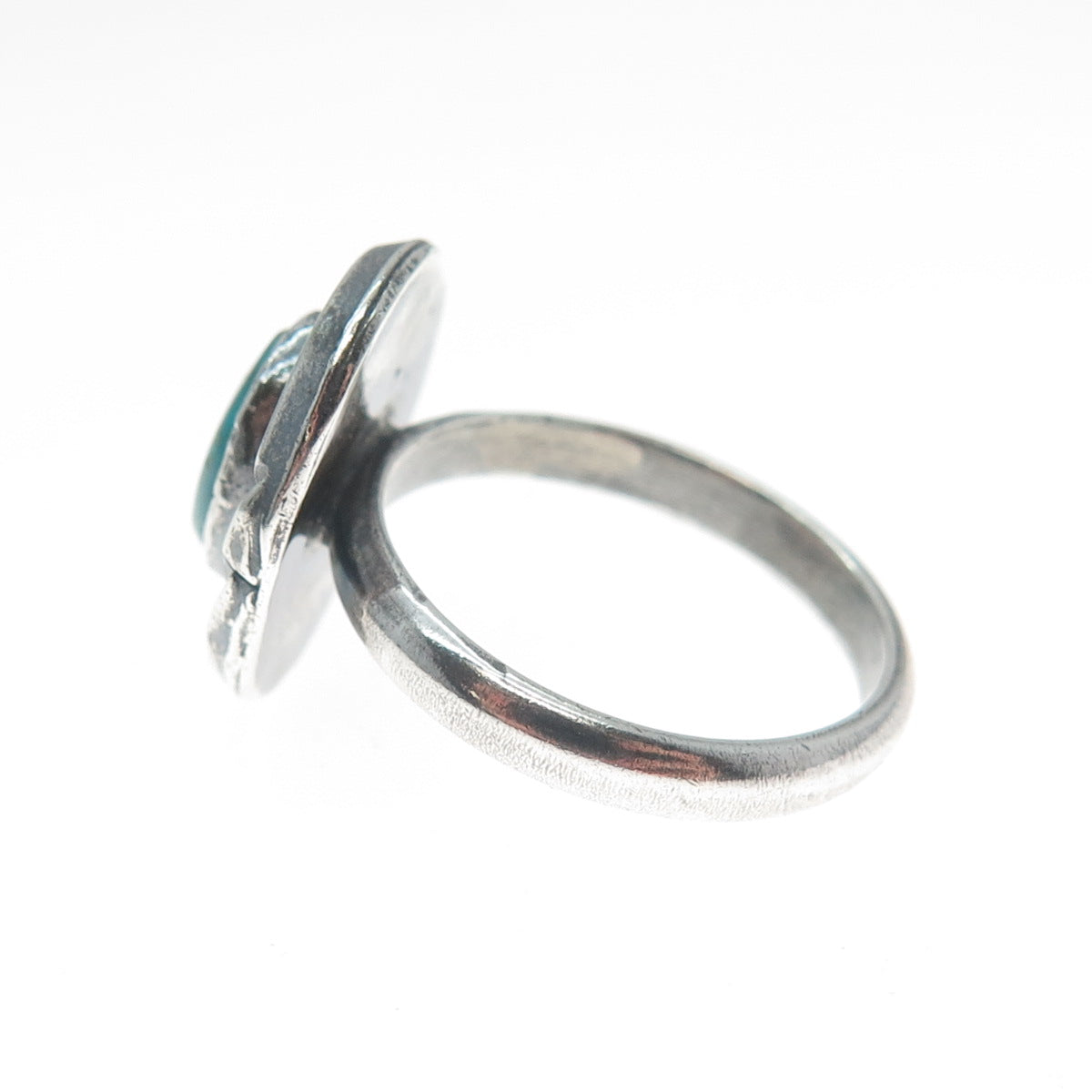 Old Pawn 925 Sterling Silver Vintage Kingman Turquoise Oxidized Ring Size 7.5