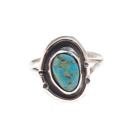 Old Pawn 925 Sterling Silver Vintage Southwestern Turquoise Tribal Ring Size 7