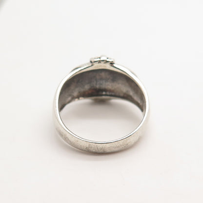 925 Sterling Silver Vintage Beaded Ring Size 5.75