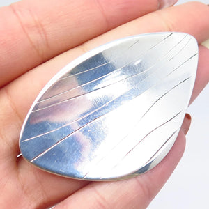 925 Sterling Silver Vintage Striped Large Pin Brooch