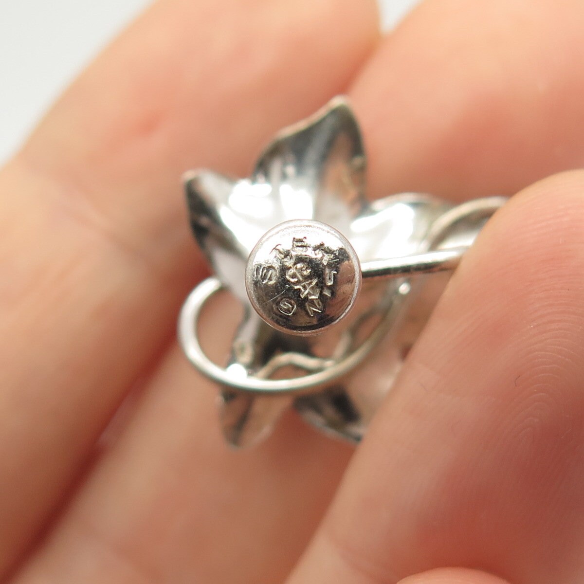 925 Sterling Silver Vintage Carl Art Leaf Screw Back Earrings