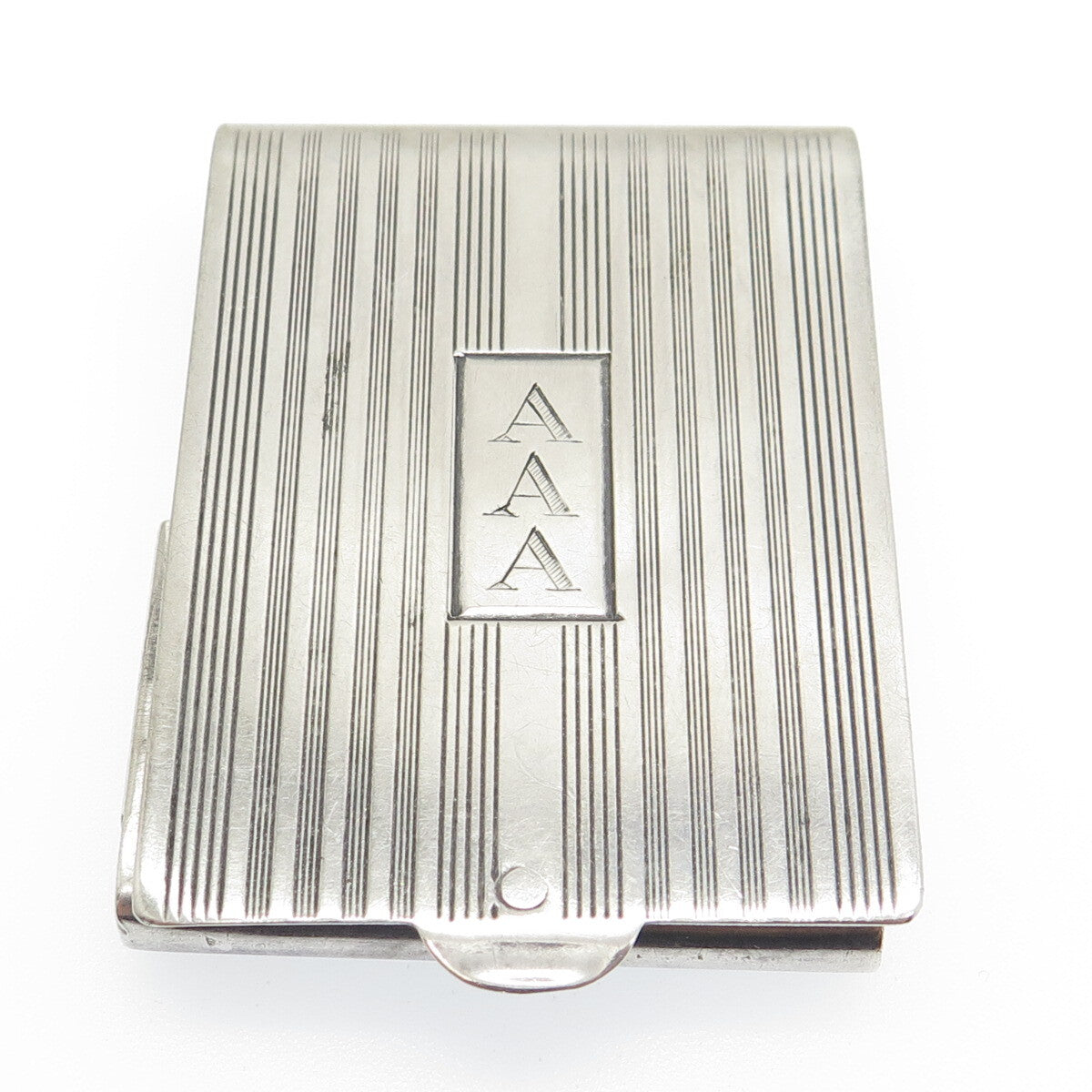 NAPIER 925 Sterling Silver Antique Engraved Vesta Match Case Holder PAT. 2285836