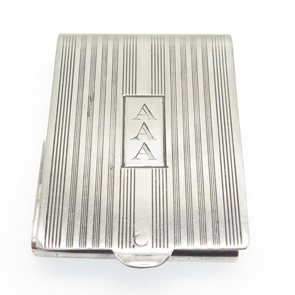 NAPIER 925 Sterling Silver Antique Engraved Vesta Match Case Holder PAT. 2285836