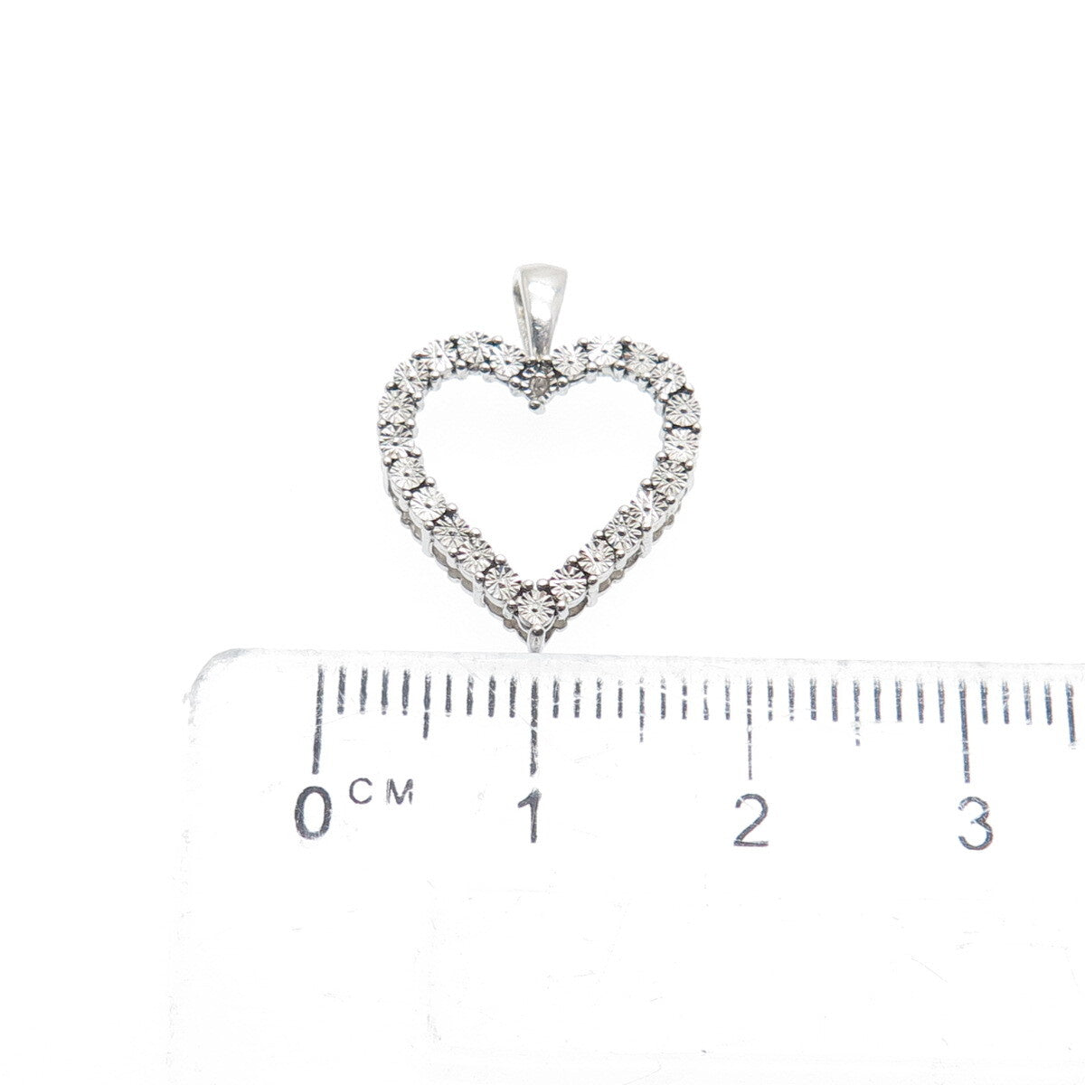 925 Sterling Silver Real Diamond Accent Heart Minimalist Charm Pendant