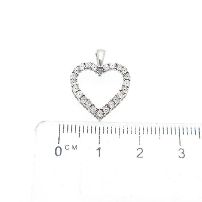 925 Sterling Silver Real Diamond Accent Heart Minimalist Charm Pendant